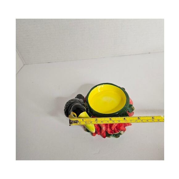 Toucan red peppers candle holder, Rare ceramic Costa Rico Central America - Picture 5 of 6